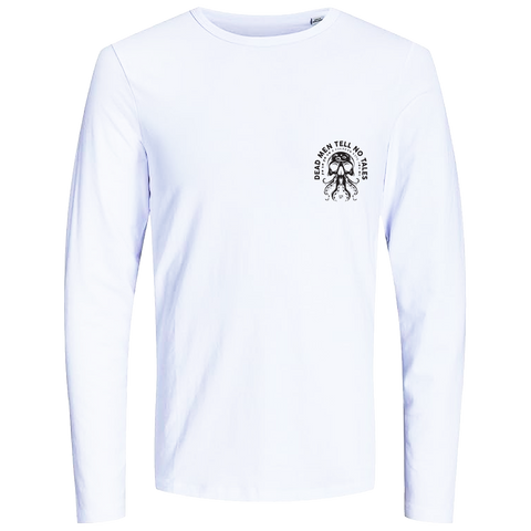 White long sleeve T-shirt with 'Dead Men Tell No Tales' Design