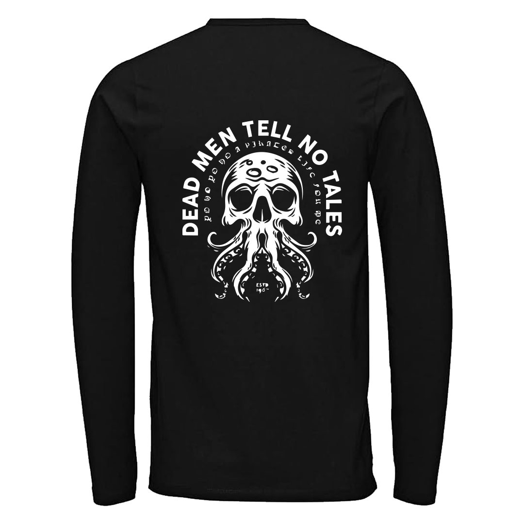 White long sleeve T-shirt with 'Dead Men Tell No Tales' Design