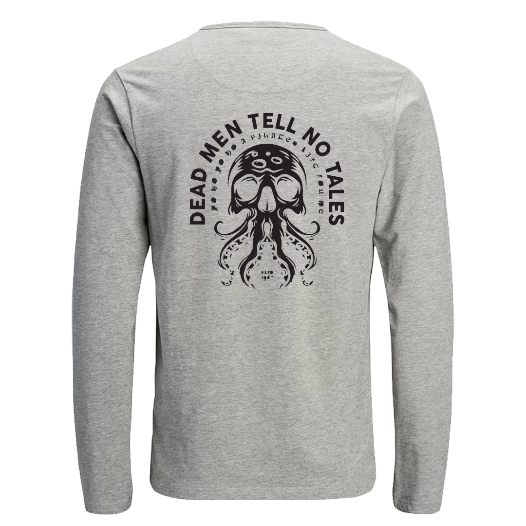 White long sleeve T-shirt with 'Dead Men Tell No Tales' Design