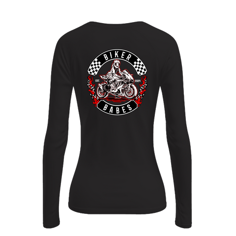 Biker Babes Sports Red Collection Biker Long Sleeve Raglan T shirt