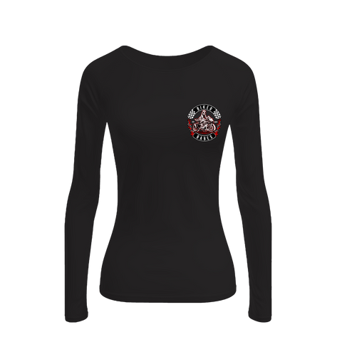 Biker Babes Sports Red Collection Biker Long Sleeve Raglan T shirt