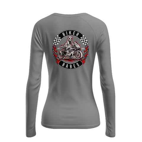 Biker Babes Sports Red Collection Biker Long Sleeve Raglan T shirt