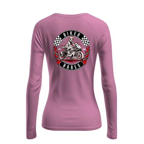 Biker Babes Sports Red Collection Biker Long Sleeve Raglan T shirt