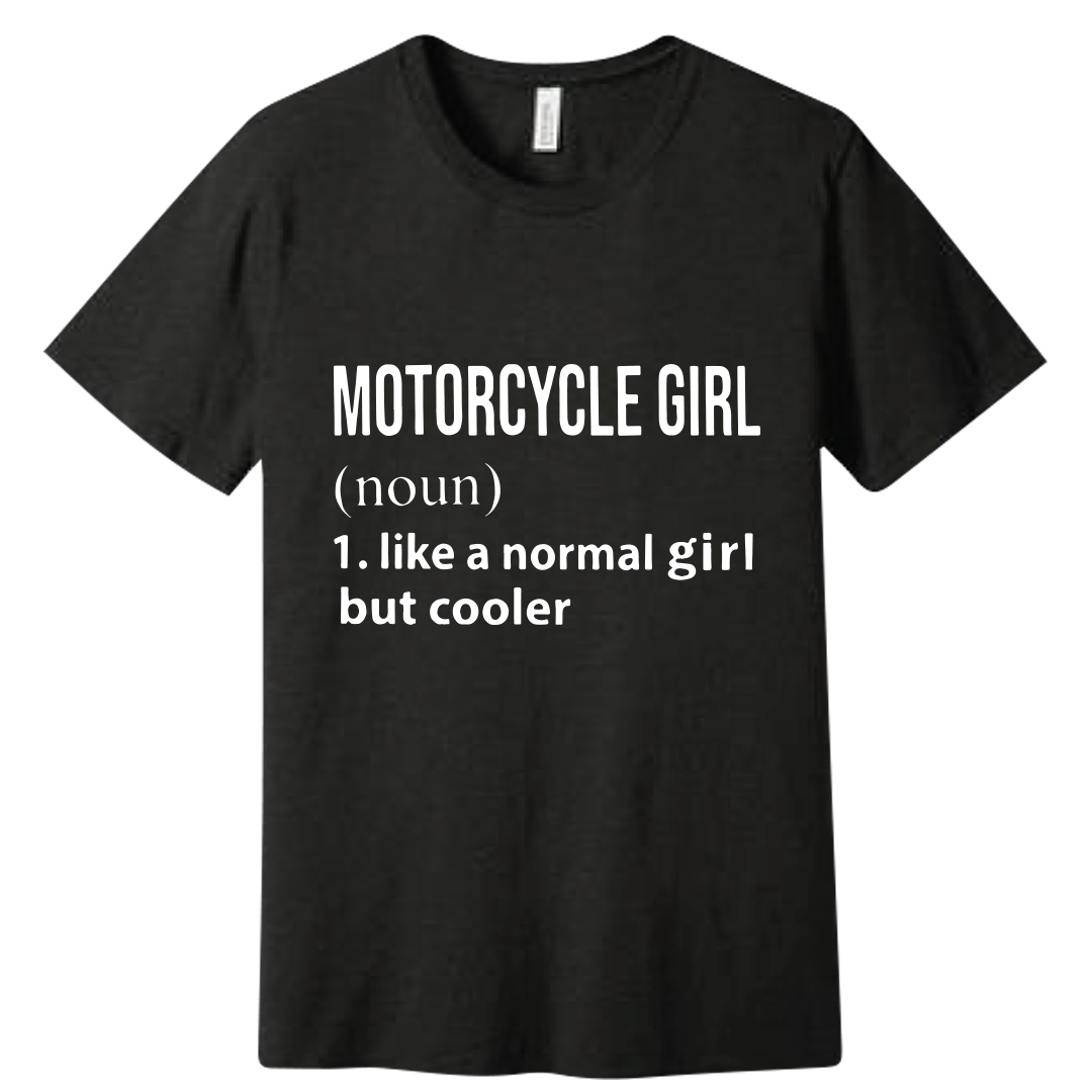 MOTORCYCLE GIRL SHORT SLEEVE T SHIRT