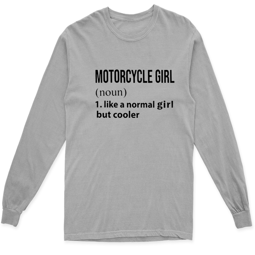 MOTORCYCLE GIRL LONG SLEEVE T SHIRT