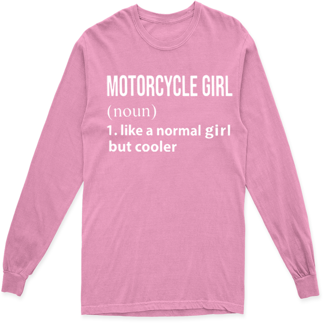 MOTORCYCLE GIRL LONG SLEEVE T SHIRT