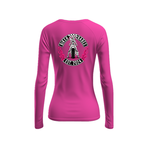 Biker Babes Hot Pink Collection Long sleeve Raglan T Shirt