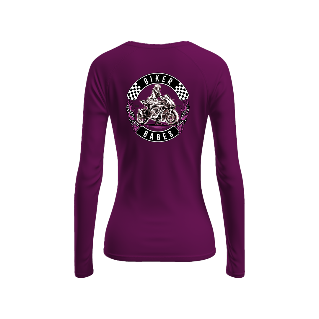 Biker Babes Sports Purple Collection Long sleeve Raglan T Shirt