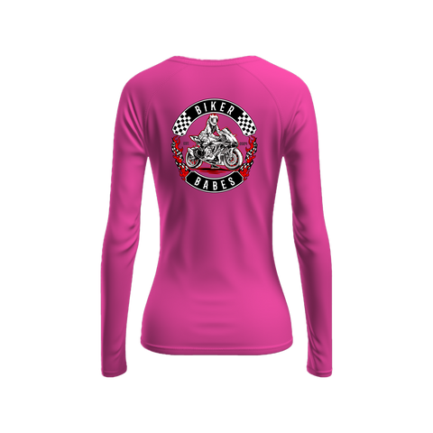 Biker Babes Sports Red Collection Biker Long Sleeve Raglan T shirt