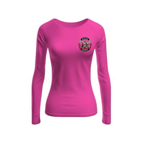 Biker Babes Sports Red Collection Biker Long Sleeve Raglan T shirt