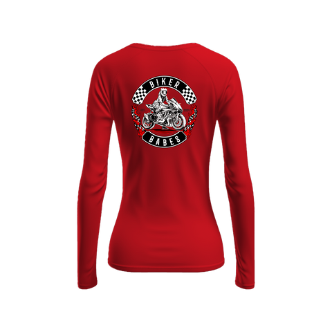 Biker Babes Sports Red Collection Biker Long Sleeve Raglan T shirt