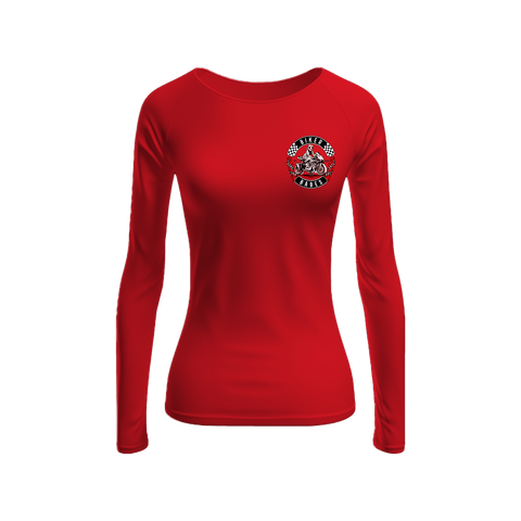 Biker Babes Sports Red Collection Biker Long Sleeve Raglan T shirt