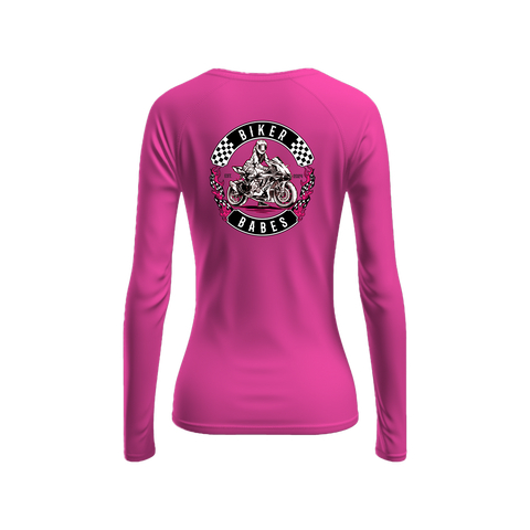 Biker Babes Sports Hot Pink Collection Long sleeve Raglan T Shirt
