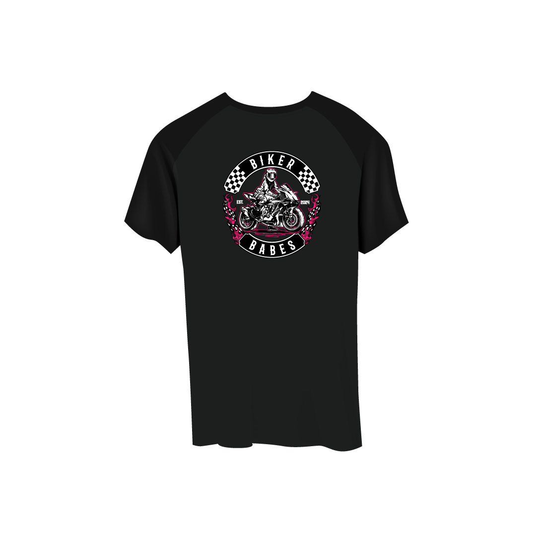 Biker Babes Sports Hot Pink Collection Short Sleeve Raglan T Shirt