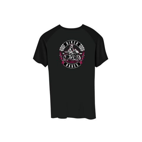 Biker Babes Sports Hot Pink Collection Short Sleeve Raglan T Shirt
