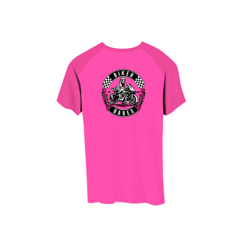 Biker Babes Sports Hot Pink Collection Short Sleeve Raglan T Shirt