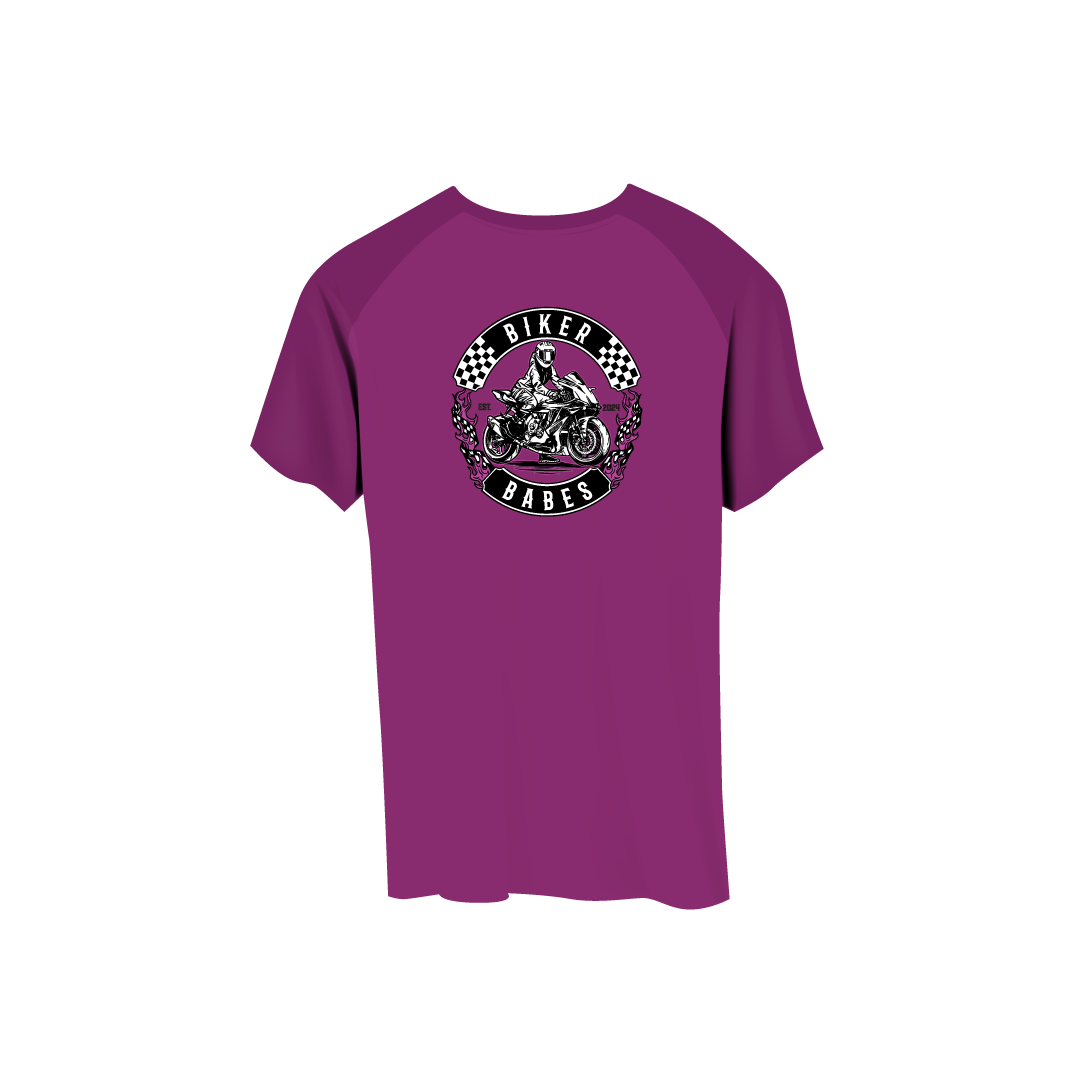 Biker Babes Sports Purple Collection Short Sleeve Raglan T Shirt