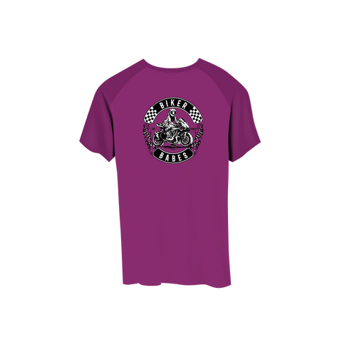 Biker Babes Sports Purple Collection Short Sleeve Raglan T Shirt