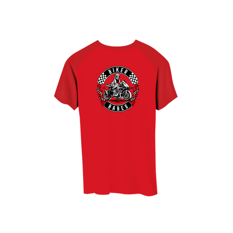 Biker Babes Sports Red collection Short Sleeve Raglan T Shirt