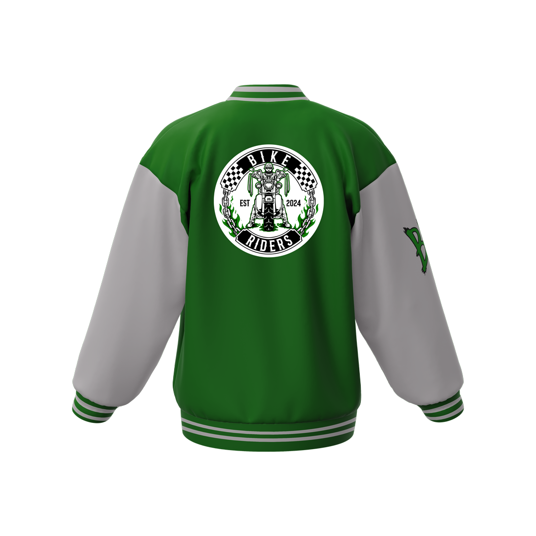 Biker Riders Green Collection Custom Made Baseball Jacket
