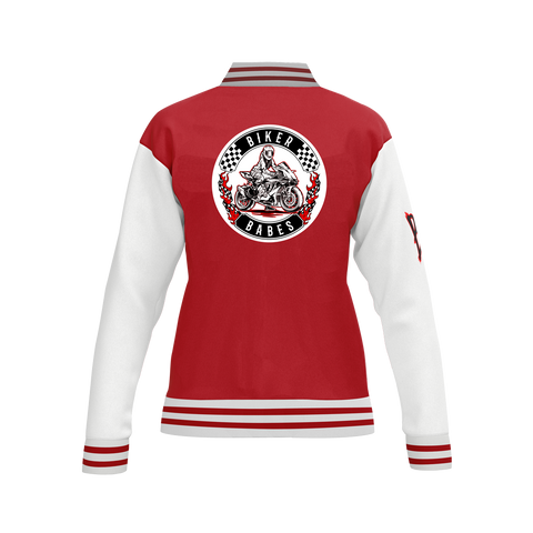 Biker Babes Sports Red Collection Custom Made Ladies Baseball Jacket
