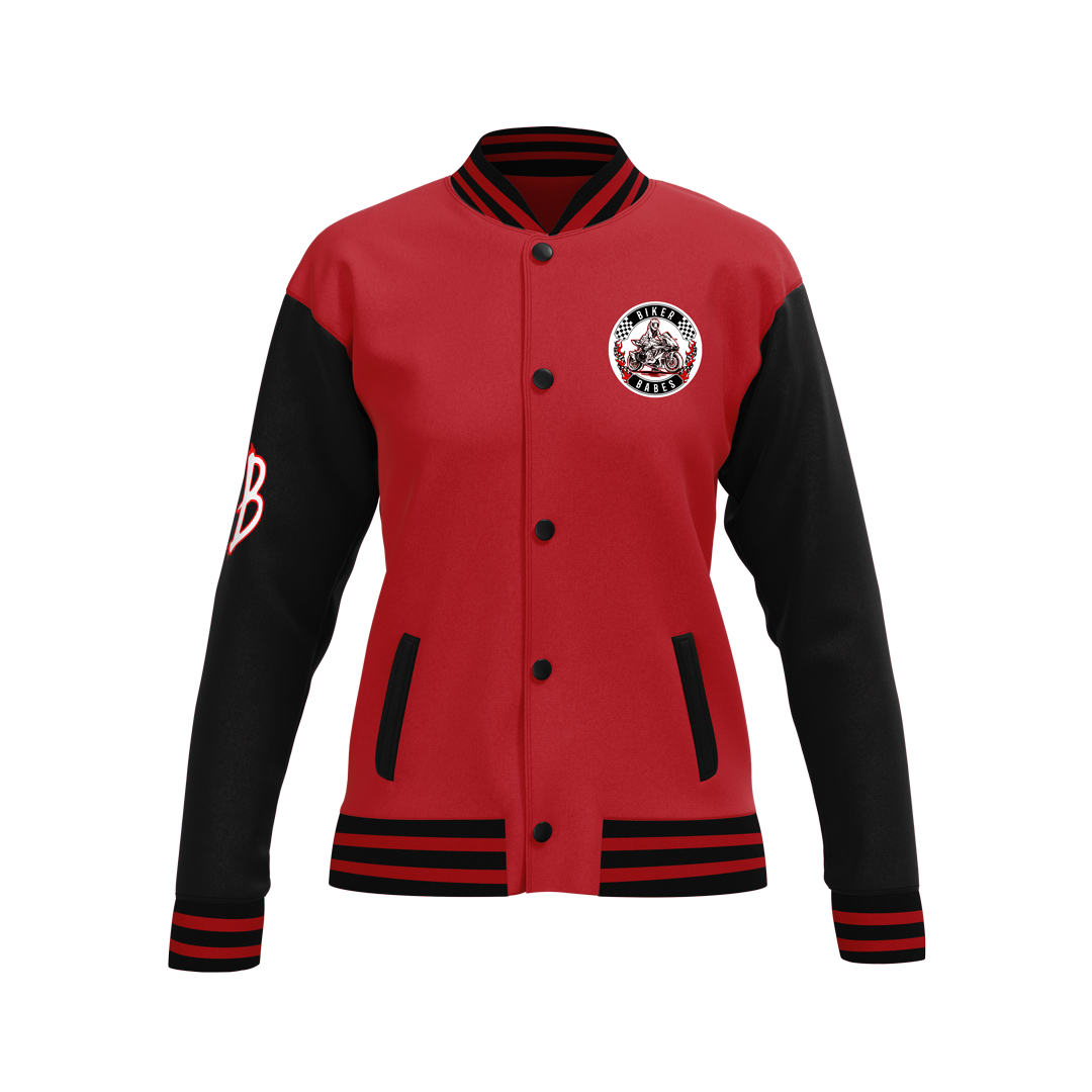 Biker Babes Sports Red Collection Custom Made Ladies Baseball Jacket